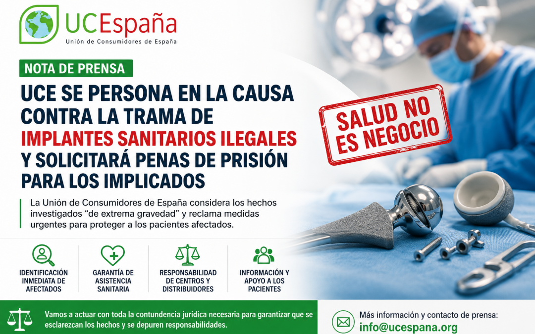 UCE se persona en la causa contra la trama de implantes sanitarios ilegales