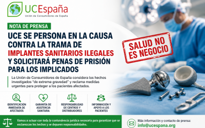 UCE se persona en la causa contra la trama de implantes sanitarios ilegales