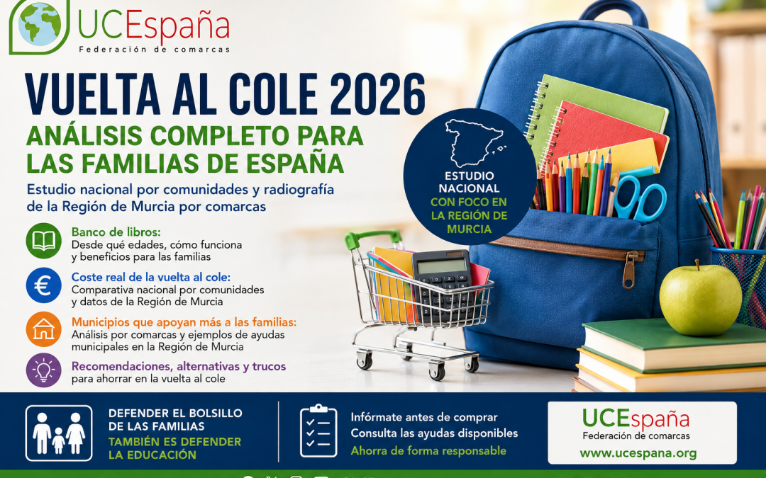 VUELTA AL COLE 2026: UCE ANALIZA EL COSTE REAL PARA LAS FAMILIAS Y LAS GRANDES DIFERENCIAS ENTRE COMUNIDADES AUTÓNOMAS